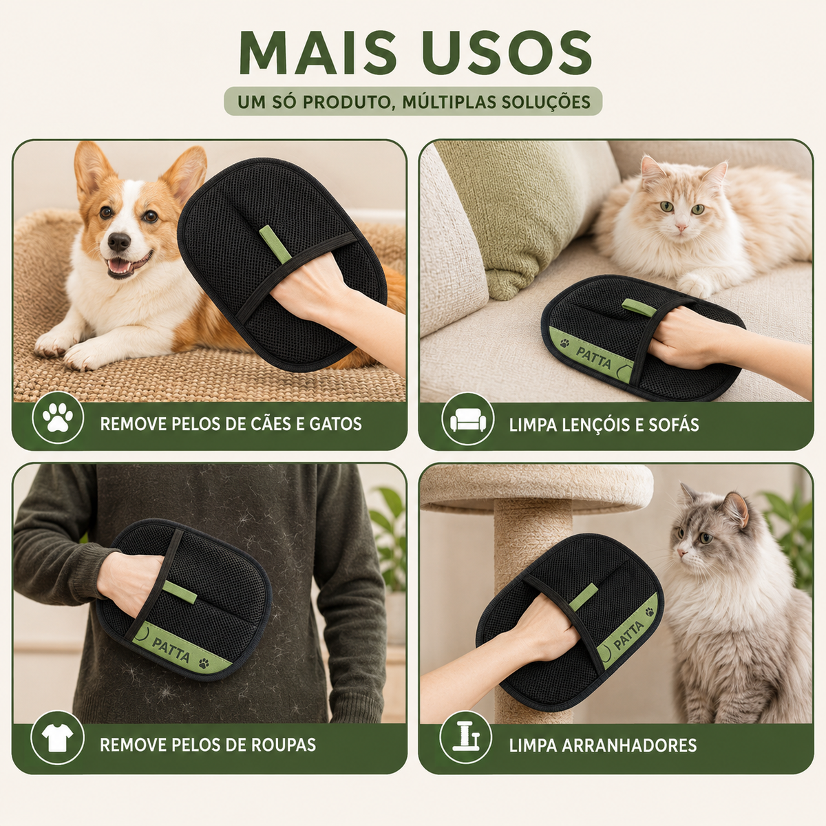 Luva 2 em 1 Removedora de Pelos para Pets