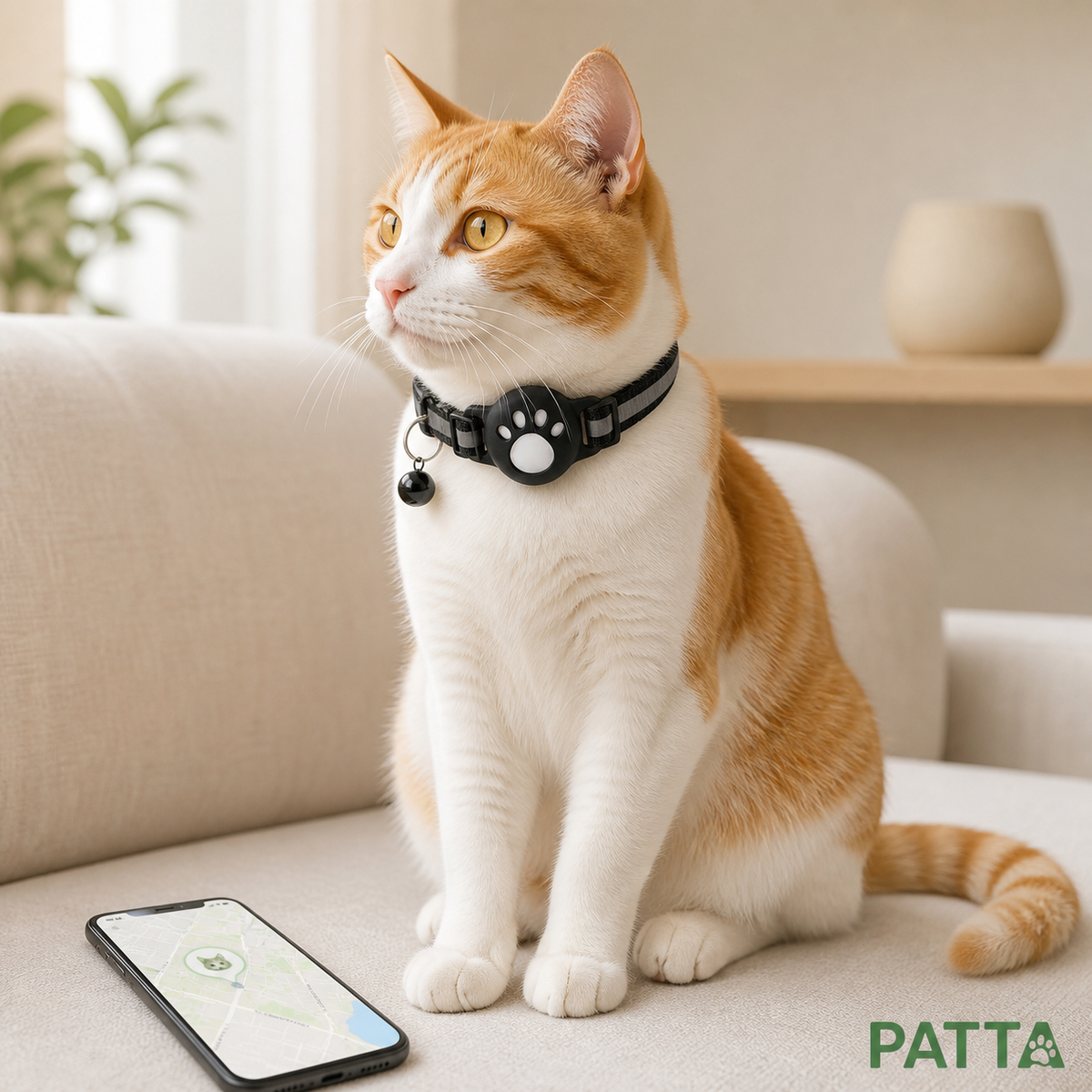 Gato usando coleira com rastreador