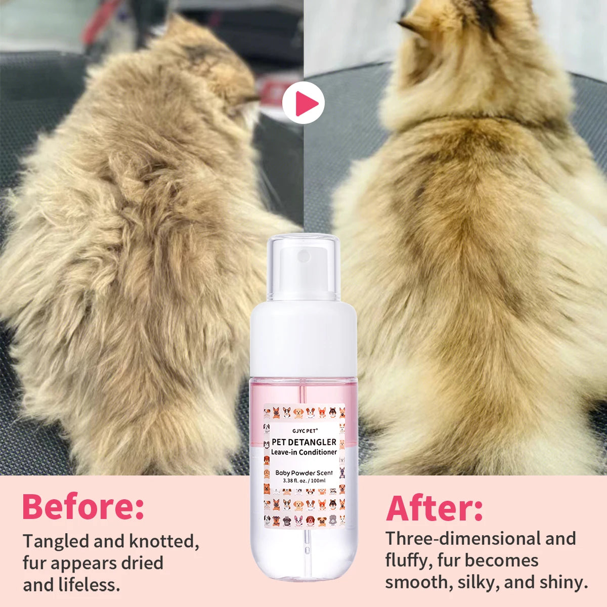Spray Desembaraçante para Pelos de Cães e Gatos - Sem Álcool
