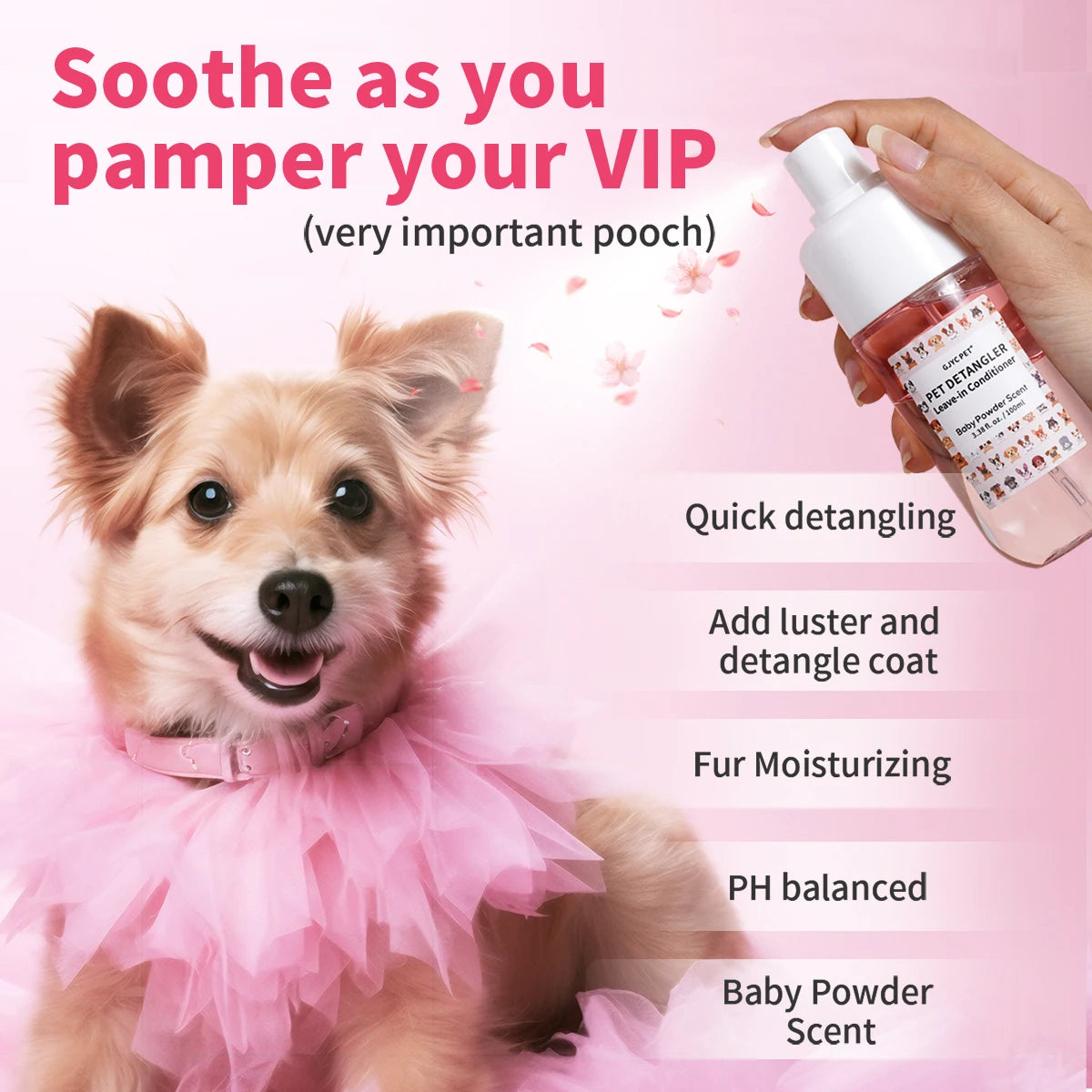 Spray Desembaraçante para Pelos de Cães e Gatos - Sem Álcool