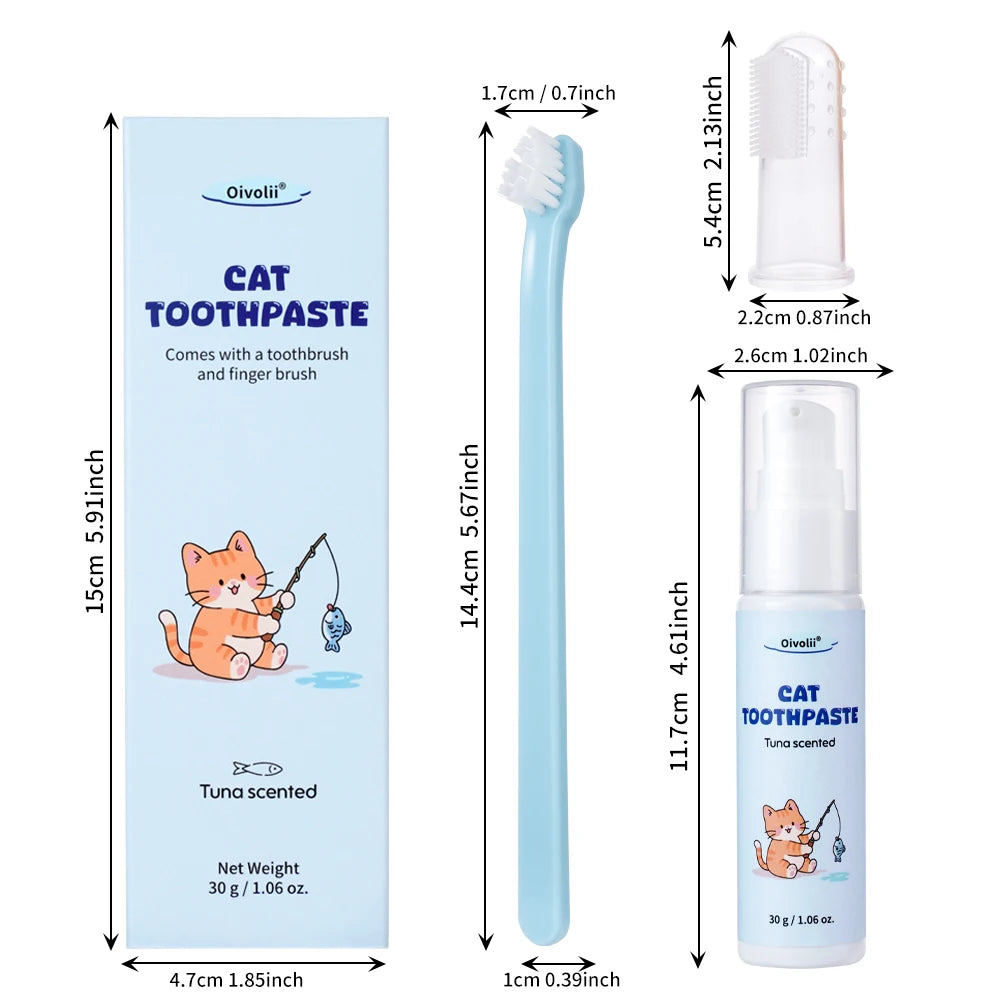 Kit Pasta de Dente Sabor Atum para Gatos com Escova e Dedeira