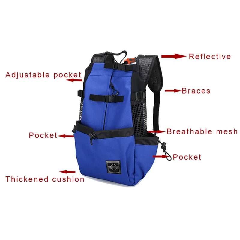 Mochila Transportadora de Nylon Resistente para Cães Pequenos e Médios