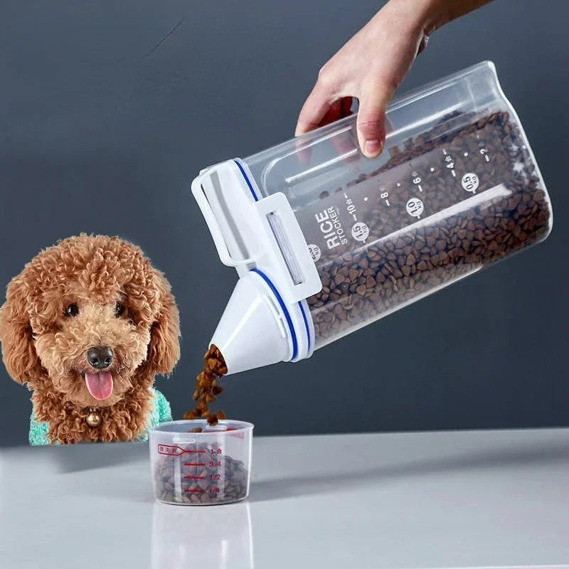 Pote Porta-Ração Hermético com Copo Medidor para Cães e Gatos