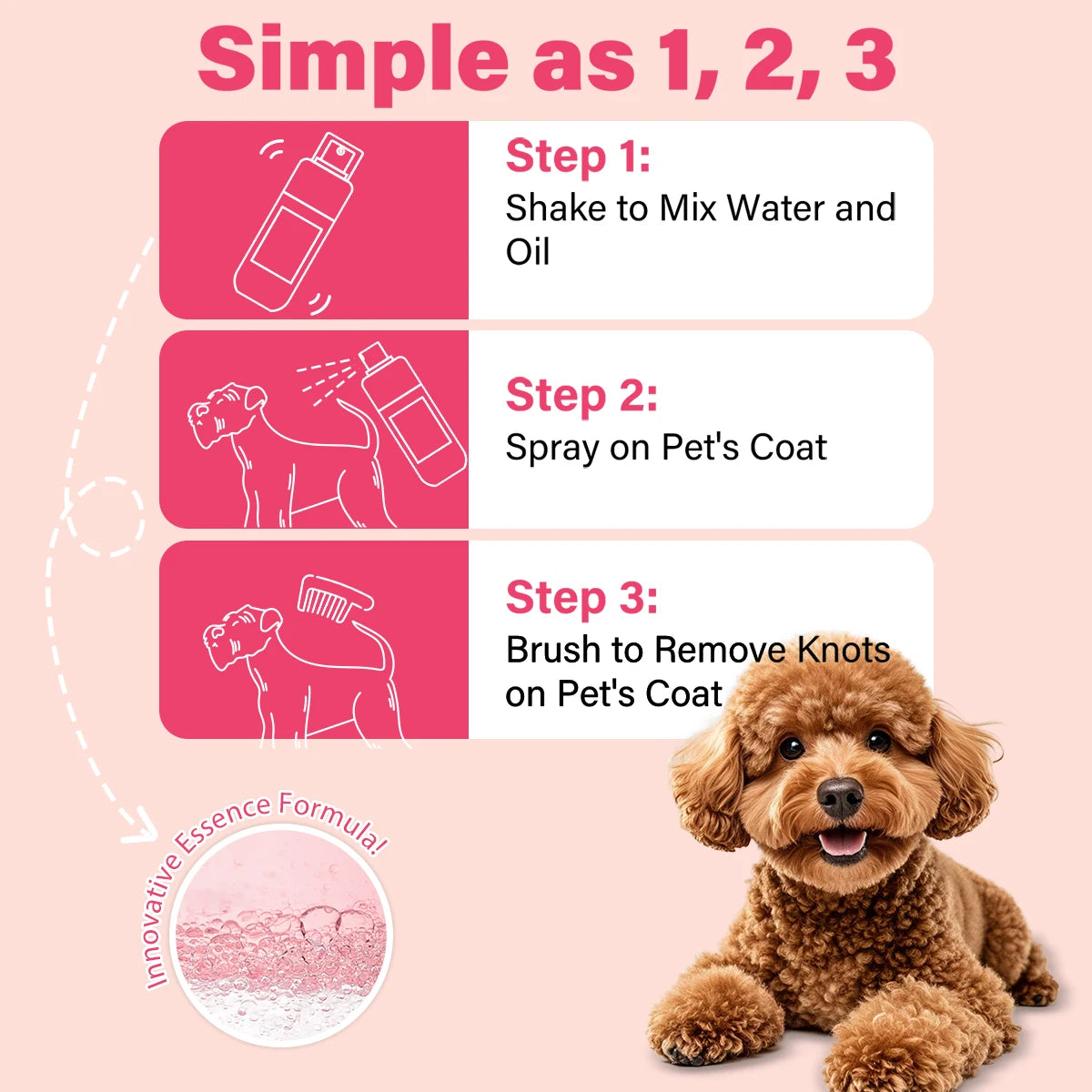 Spray Desembaraçante para Pelos de Cães e Gatos - Sem Álcool