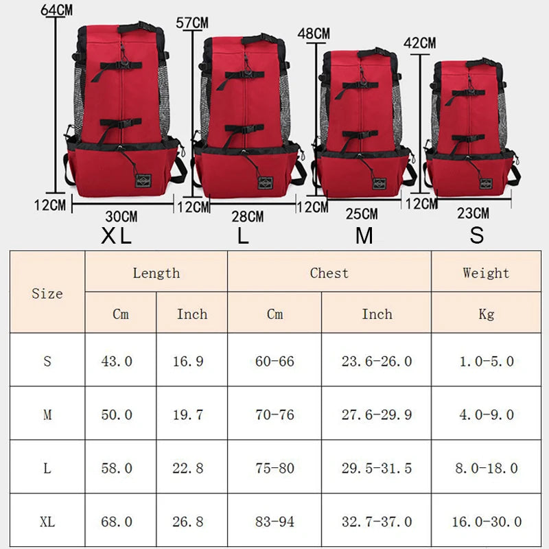 Mochila Transportadora de Nylon Resistente para Cães Pequenos e Médios