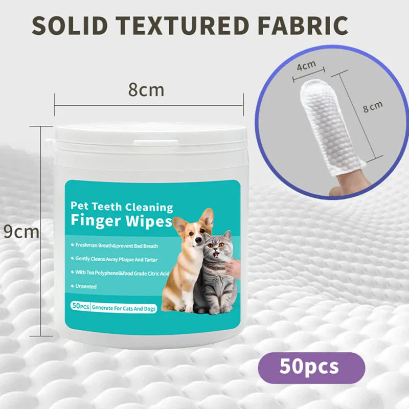 Lenços Umedecidos Descartáveis de Higiene para Cães e Gatos - 50 Unidades