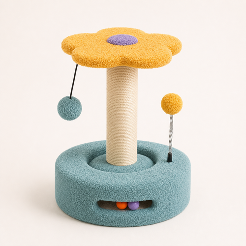 Arranhador Interativo com Brinquedos para Gatos