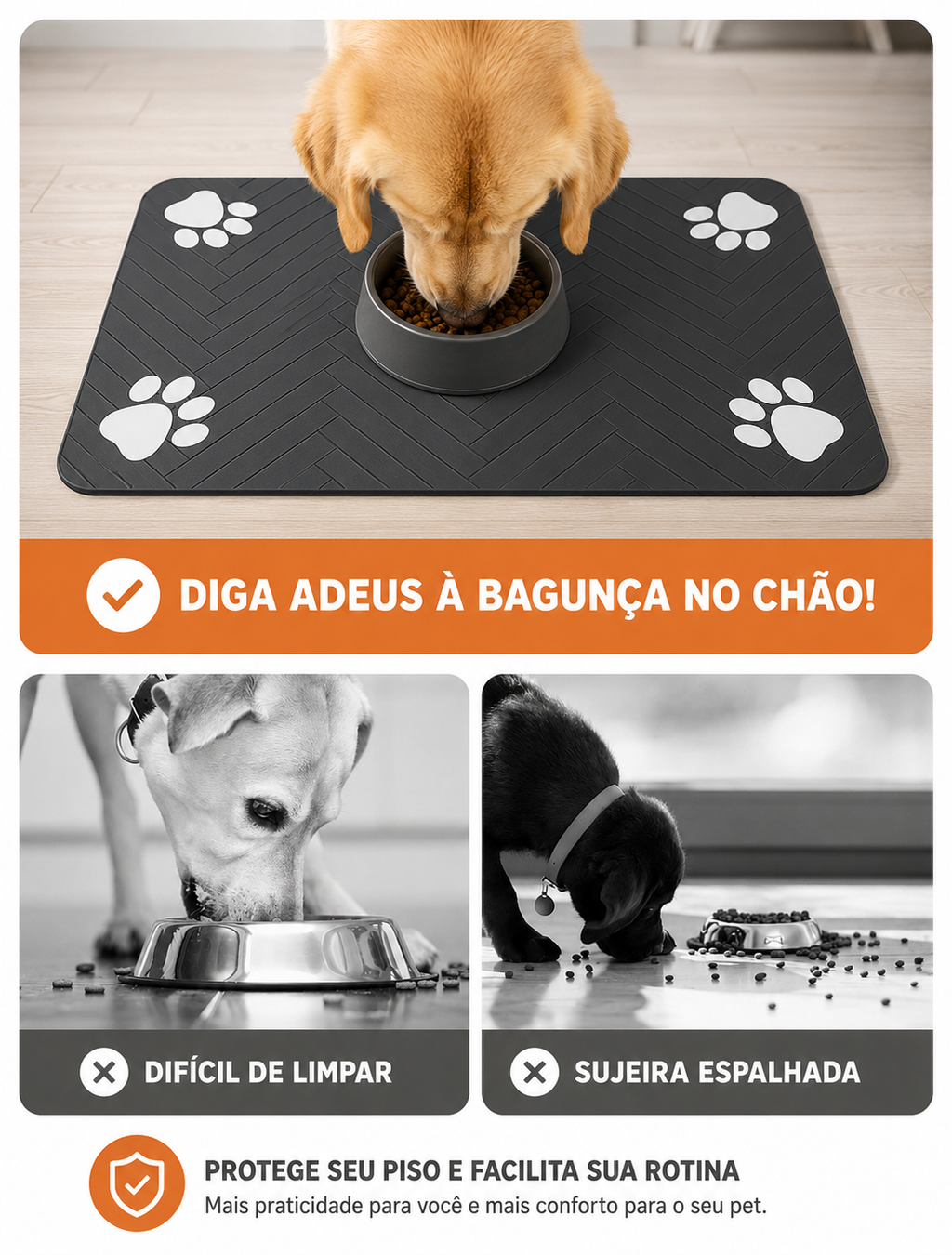 Tapete Impermeável para Comedouro e Bebedouro de Pets