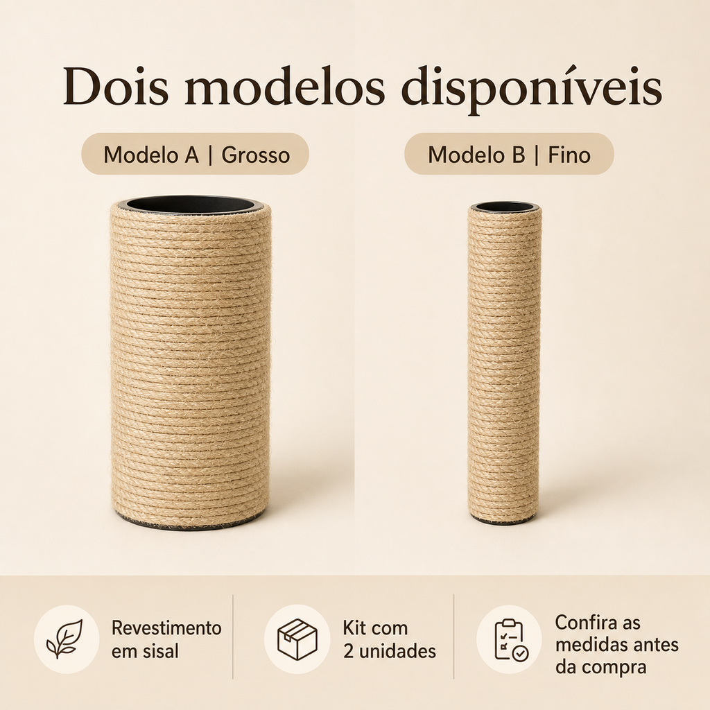 Kit com 2 Postes de Reposição em Sisal para Arranhadores