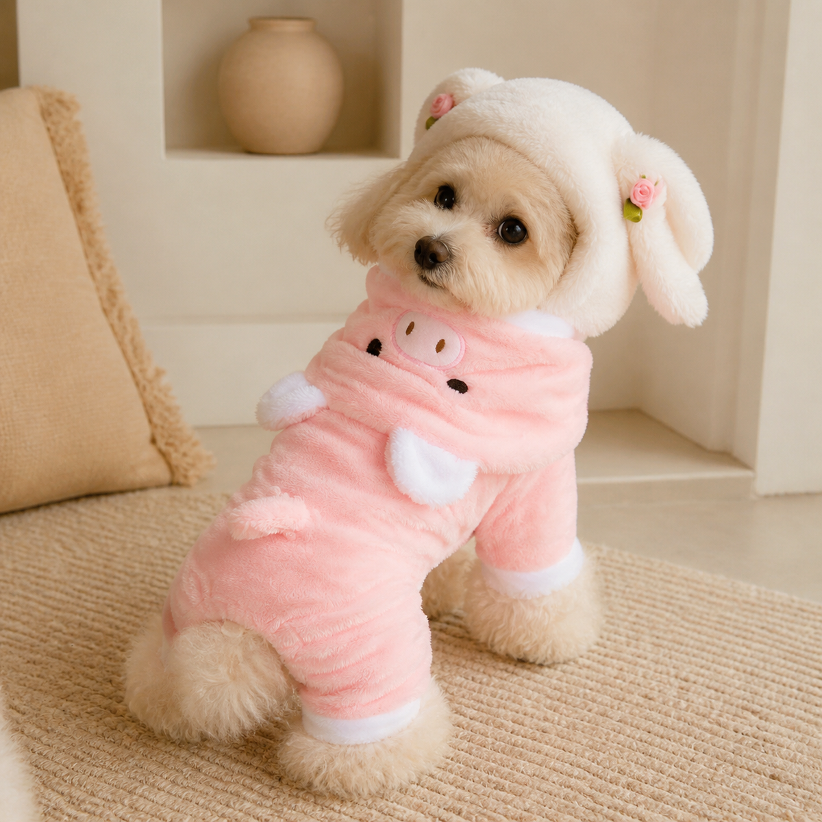 Porquinho - Fantasia Reversível de Pelúcia para Pets PATTA
