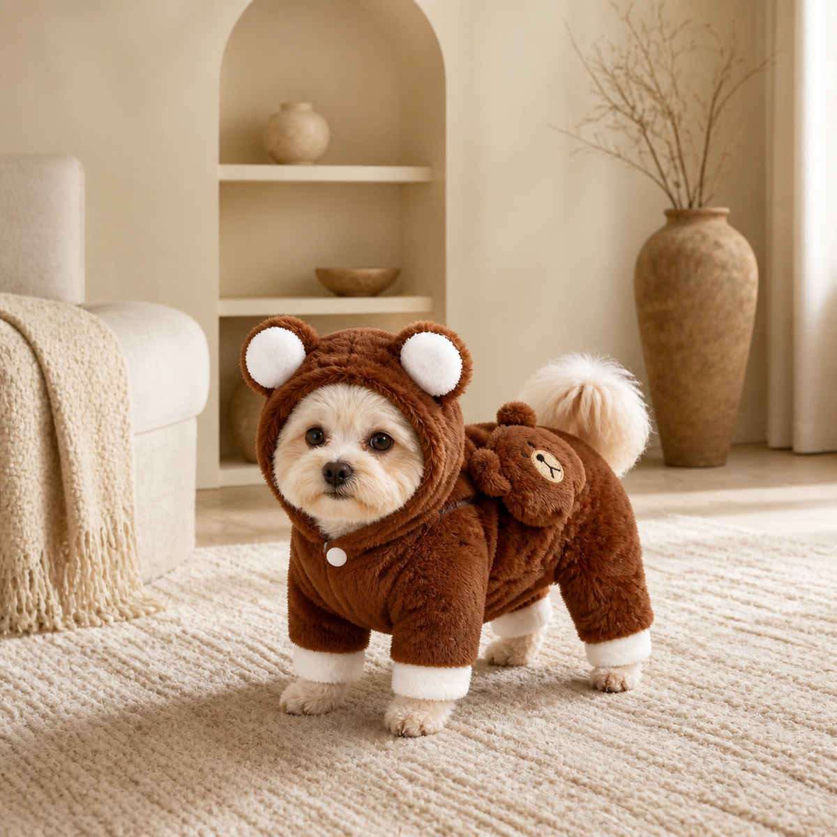 Urso marrom - Fantasia Reversível de Pelúcia para Pets PATTA