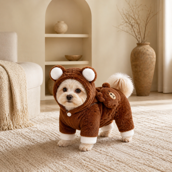 Urso marrom - Fantasia Reversível de Pelúcia para Pets PATTA