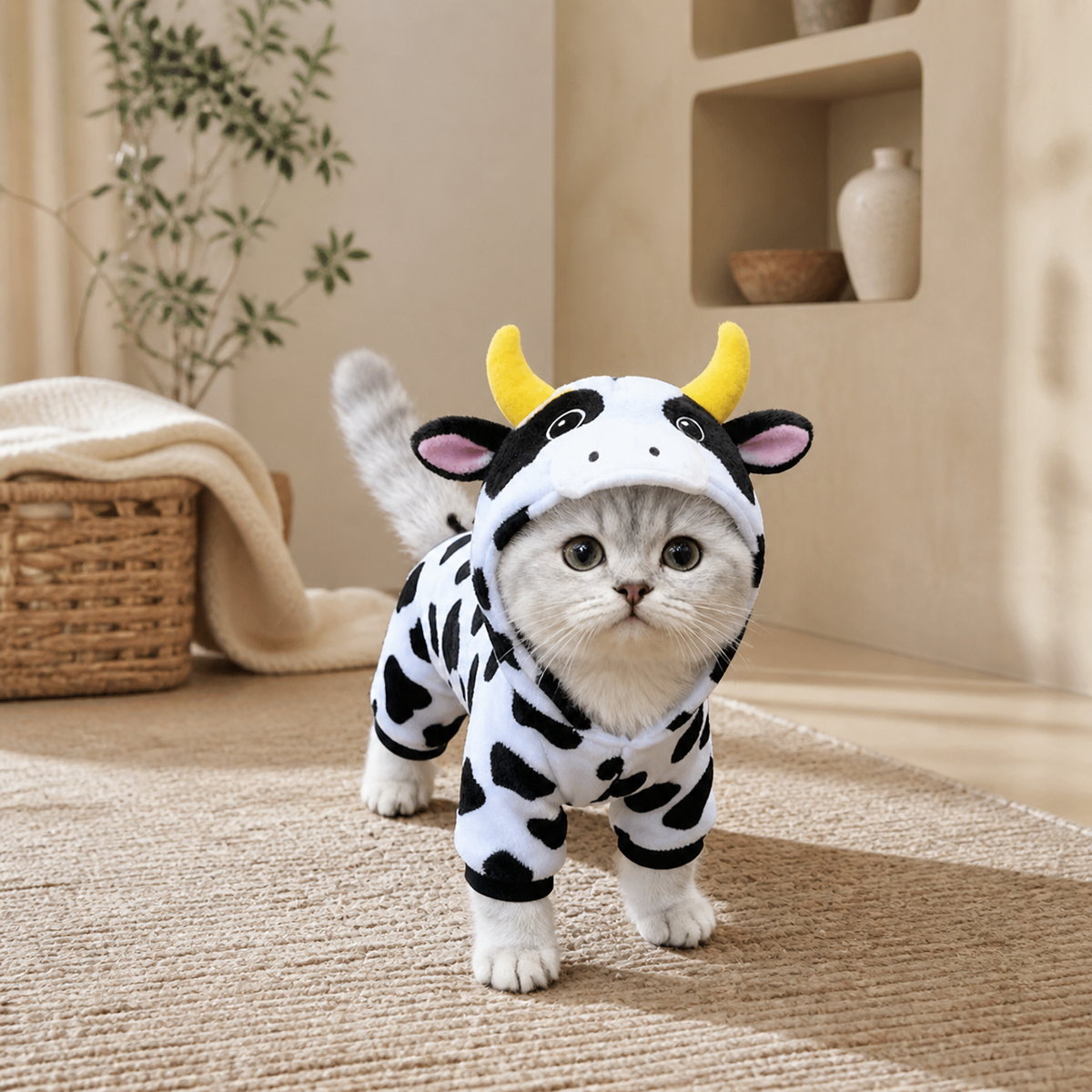 Vaca - Fantasia Reversível de Pelúcia para Pets PATTA