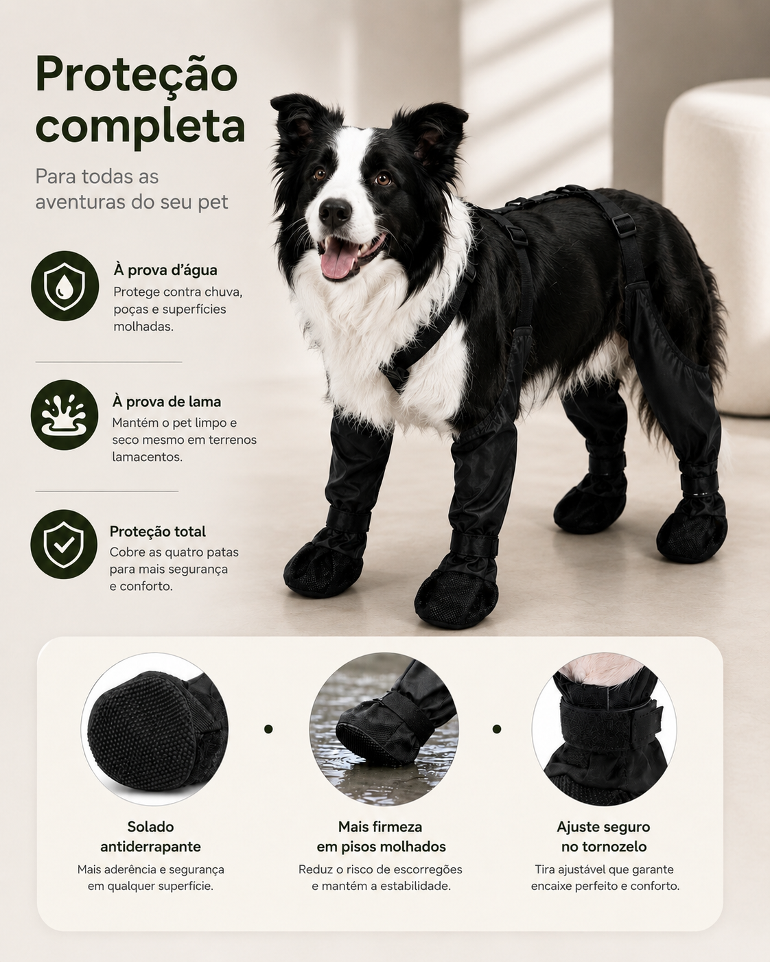 Protetor Impermeável de Patas e Pernas para Cães