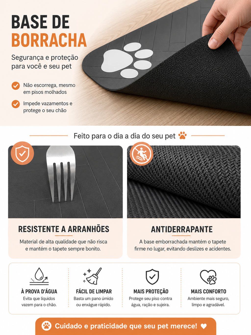 Tapete Impermeável para Comedouro e Bebedouro de Pets