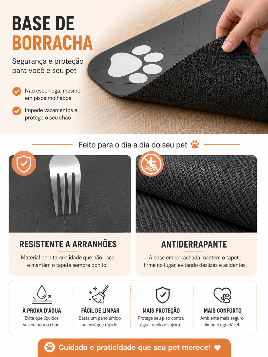 Tapete Impermeável para Comedouro e Bebedouro de Pets
