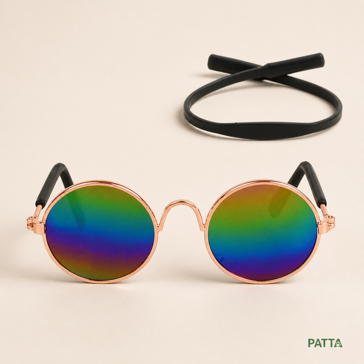 Óculos redondos para pets multicolorido com armação rosé