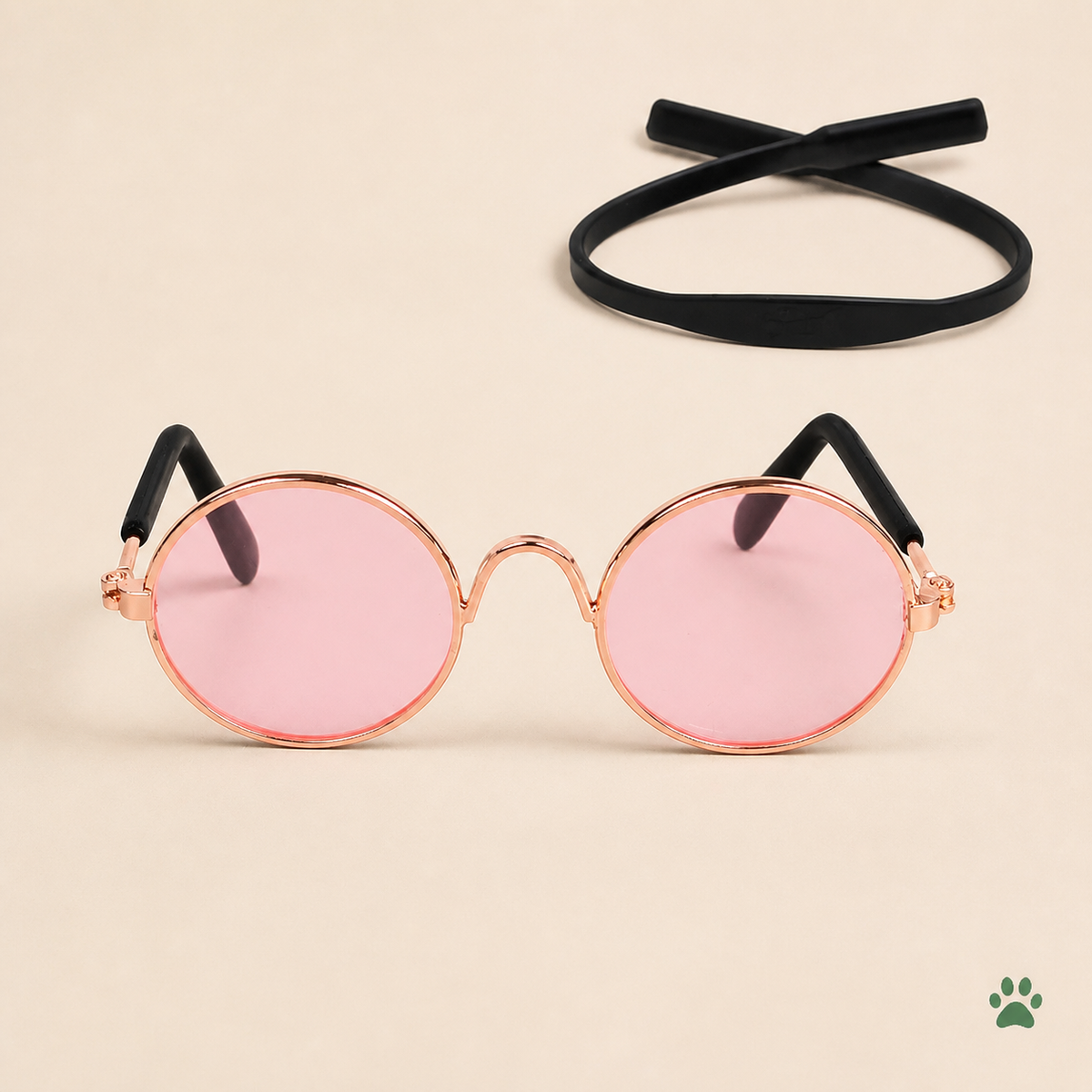 Óculos redondos para pets rosa com armação rosé