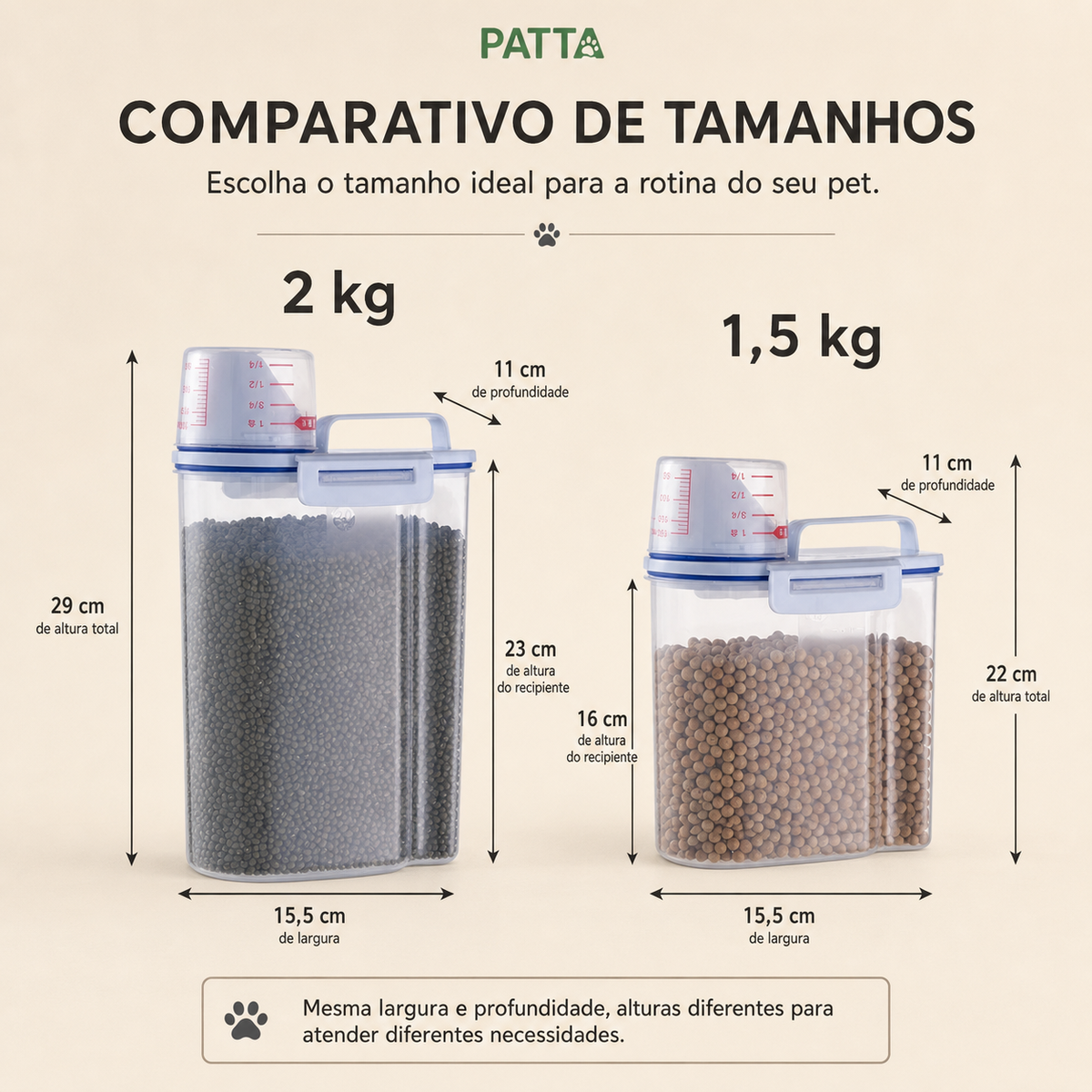 Medidas do Porta-Ração Hermético - PATTA