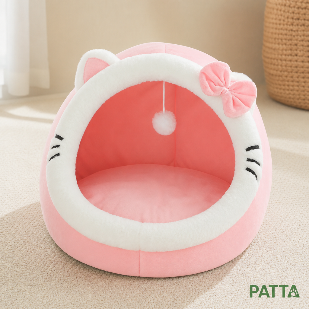 Toca Caverna Acolchoada para Gatos na cor rosa